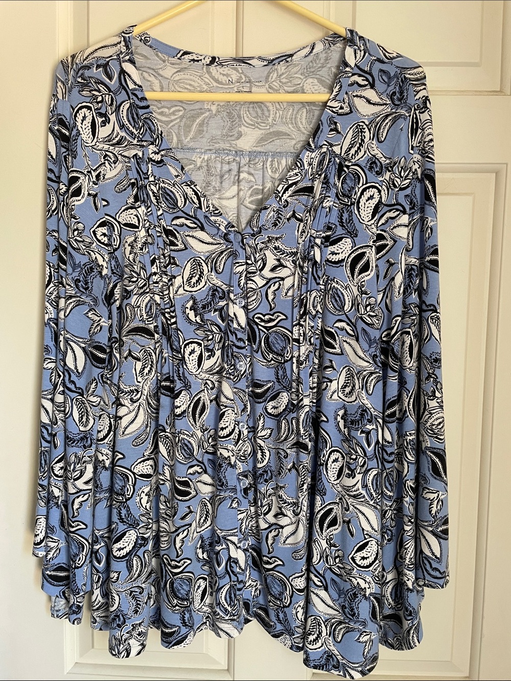 New Directions Periwinkle Blue Floral Women’s Blouse,
